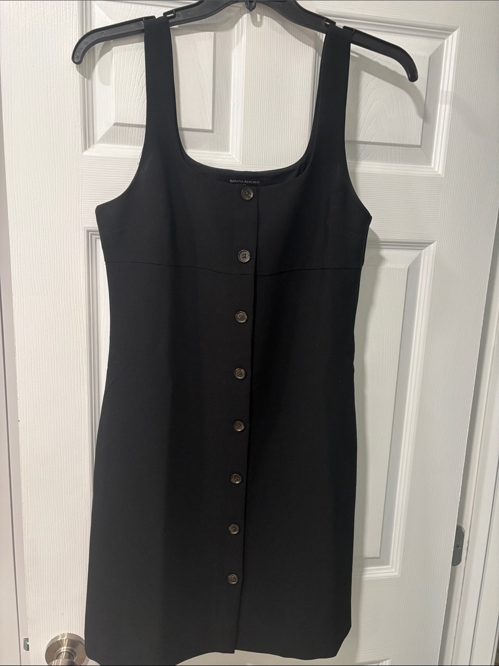Banana Republic Black Button-Front Midi Dress